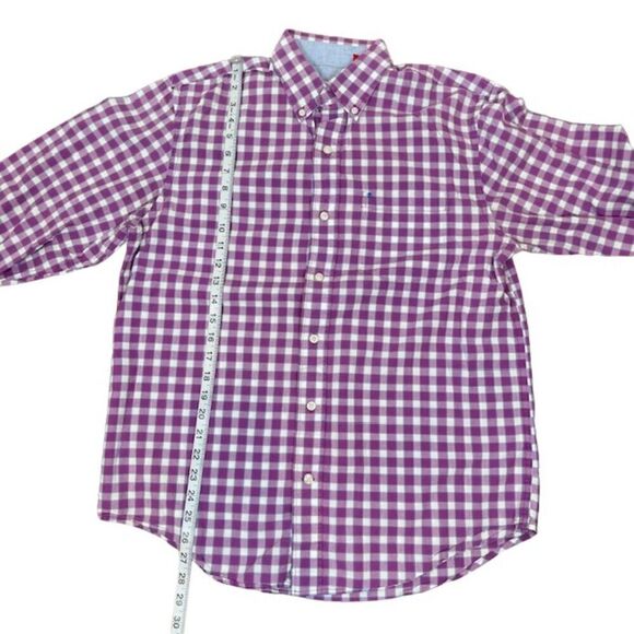 IZOD Men's Purple Checked Button Down Shirt Contrast Cuff Size Medium - Picture 4 of 10